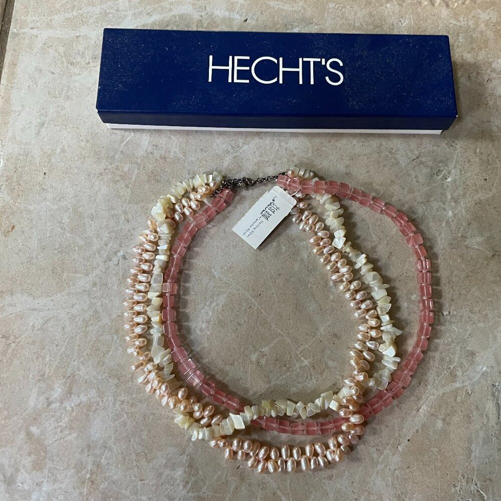 Women's Sterling Silver 16" Triple Chain Stone Necklace